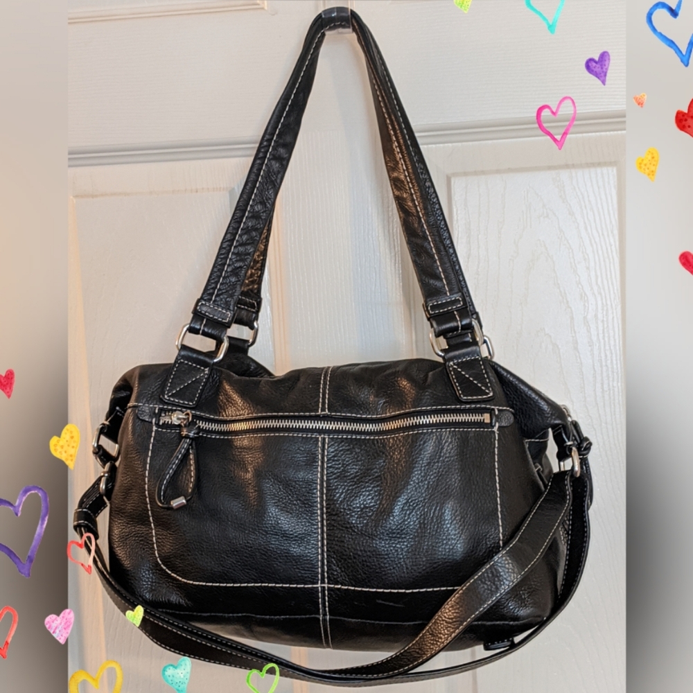 BANANA REPUBLIC BLACK LEATHER SHOULDER BAG - Picture 2 of 8